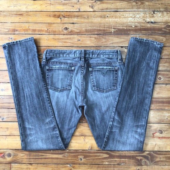 GUESS premium Vintage distressed jeans faded black ripped denim stretch size 29 - Picture 2 of 11